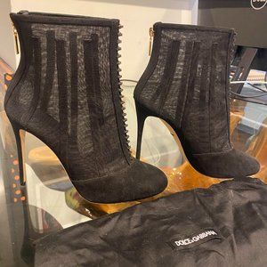 Dolce & Gabbana Black Corset Style Ankle Boots / Heels
